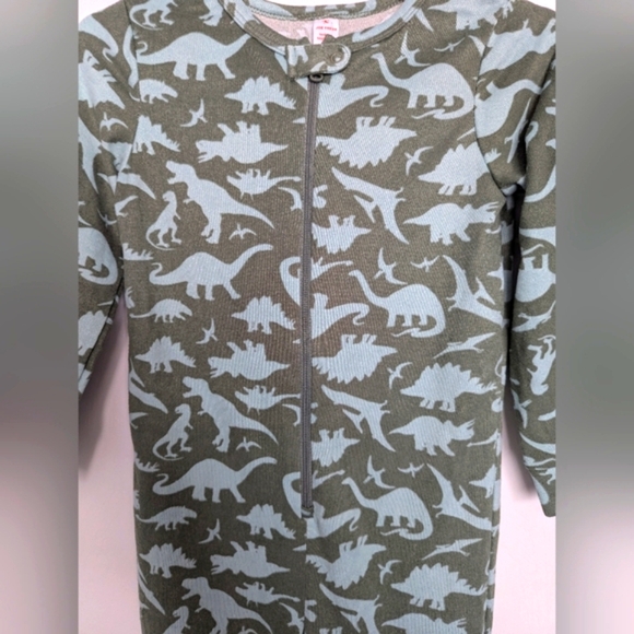 🎈NWT Joe Fresh (Size 4T) Olive & Light Green Dinosaur Footless Pyjamas/Sleepers - Picture 2 of 10
